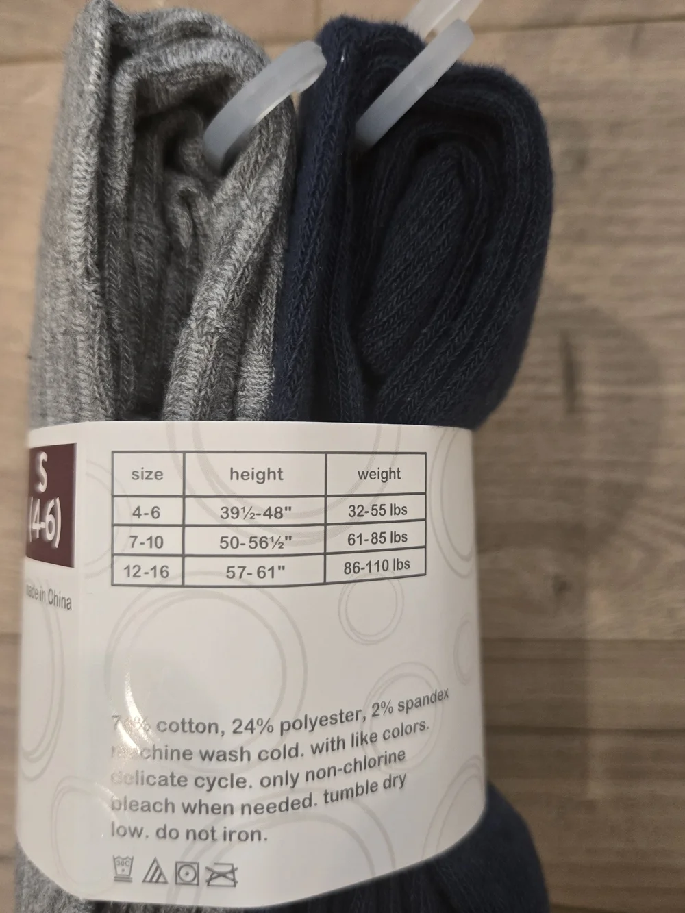 🌻 NWT Wonder Nation Girls Cable Knit Tights 2-Pack - Navy & Gray - Size S (4-6)